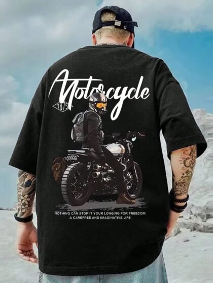 Motorcycle Freedom Oversized Graphic T-Shirt