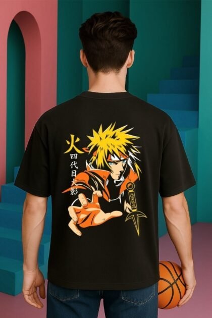 Fourth Hokage Minato Namikaze Anime Graphic Black Tee