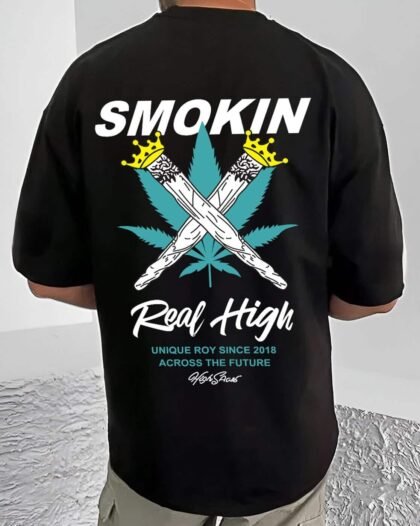 Smokin Real High Cannabis Graphic Streetwear Tee