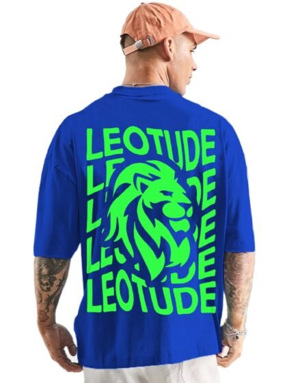 Leotude Neon Lion Graphic T-Shirt – Royal Blue Oversized Streetwear Tee