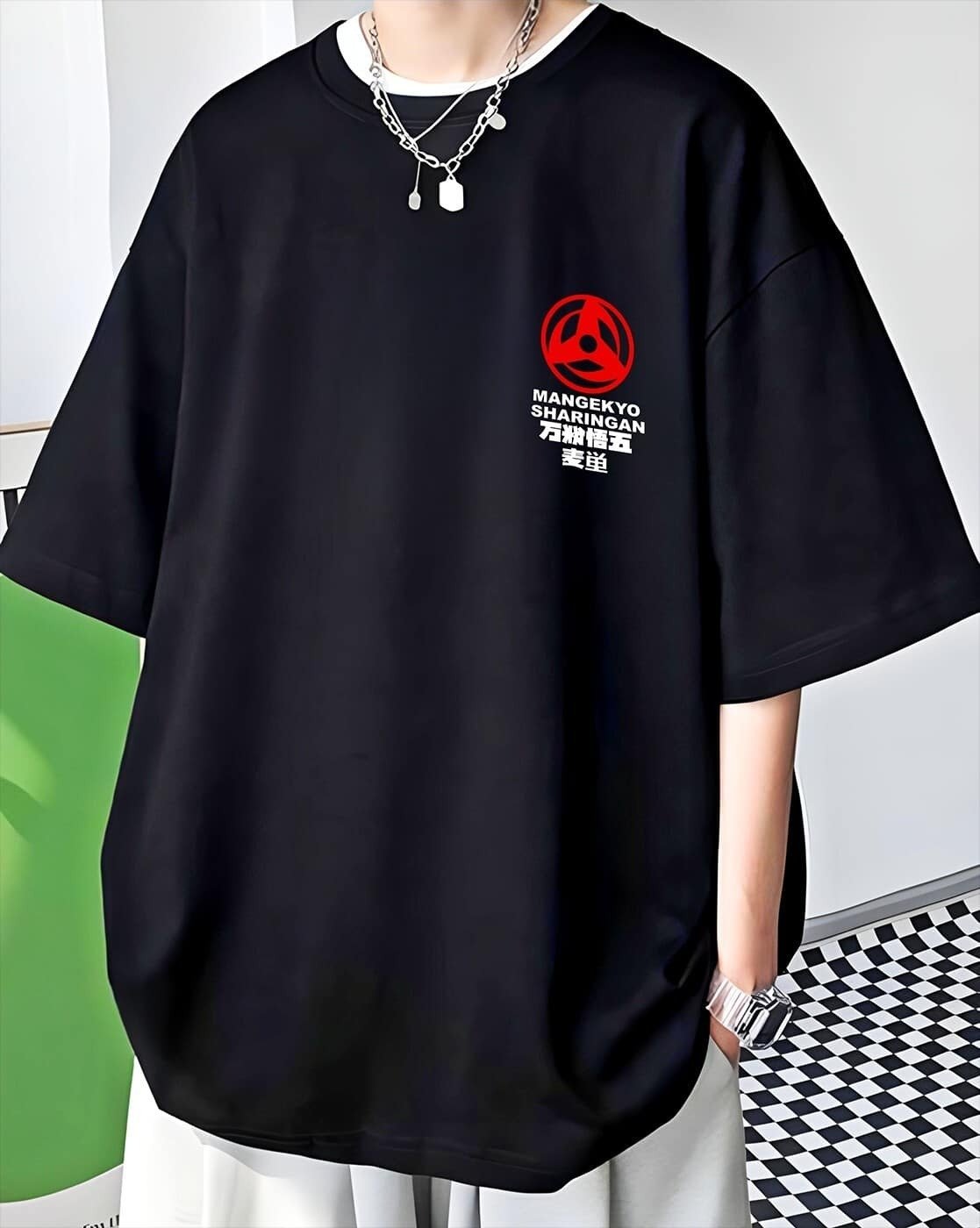 Uchiha Itachi Sharingan Oversized Anime T-Shirt - Image 2
