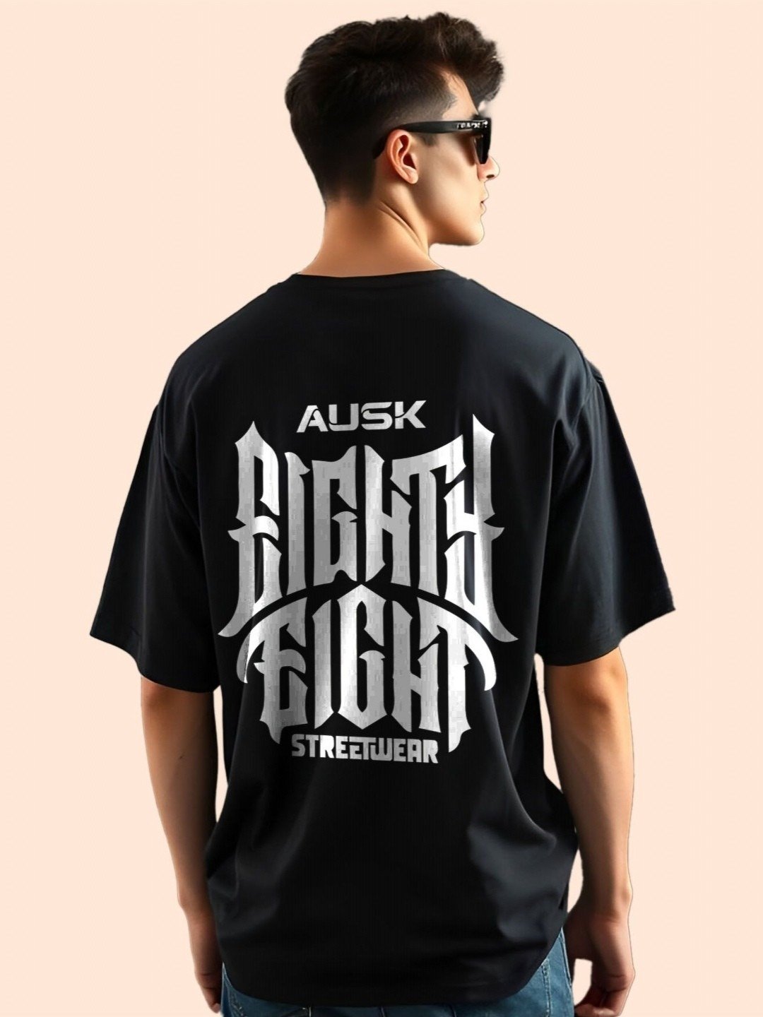 "Black 'EIGHT EIGHT' Streetwear Oversized T-Shirt - Image 4