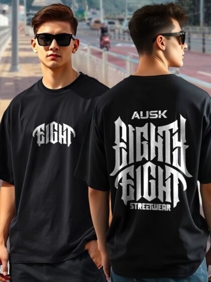 "Black 'EIGHT EIGHT' Streetwear Oversized T-Shirt