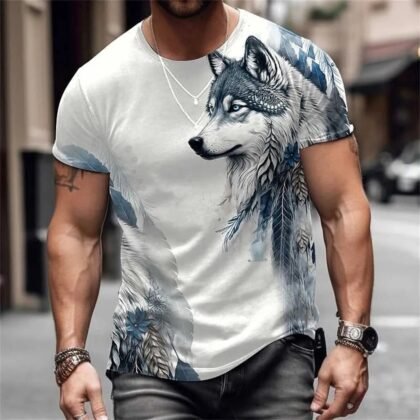 Majestic Blue Wolf Graphic T-Shirt