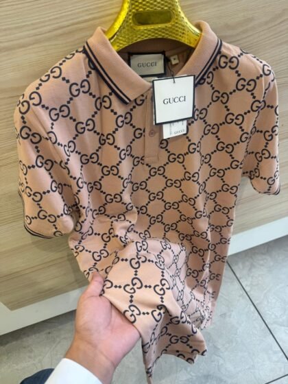 Luxury Beige GG Monogram Polo T-Shirt