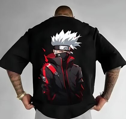 Kakashi Ninja Mode Oversized Black Anime T-Shirt