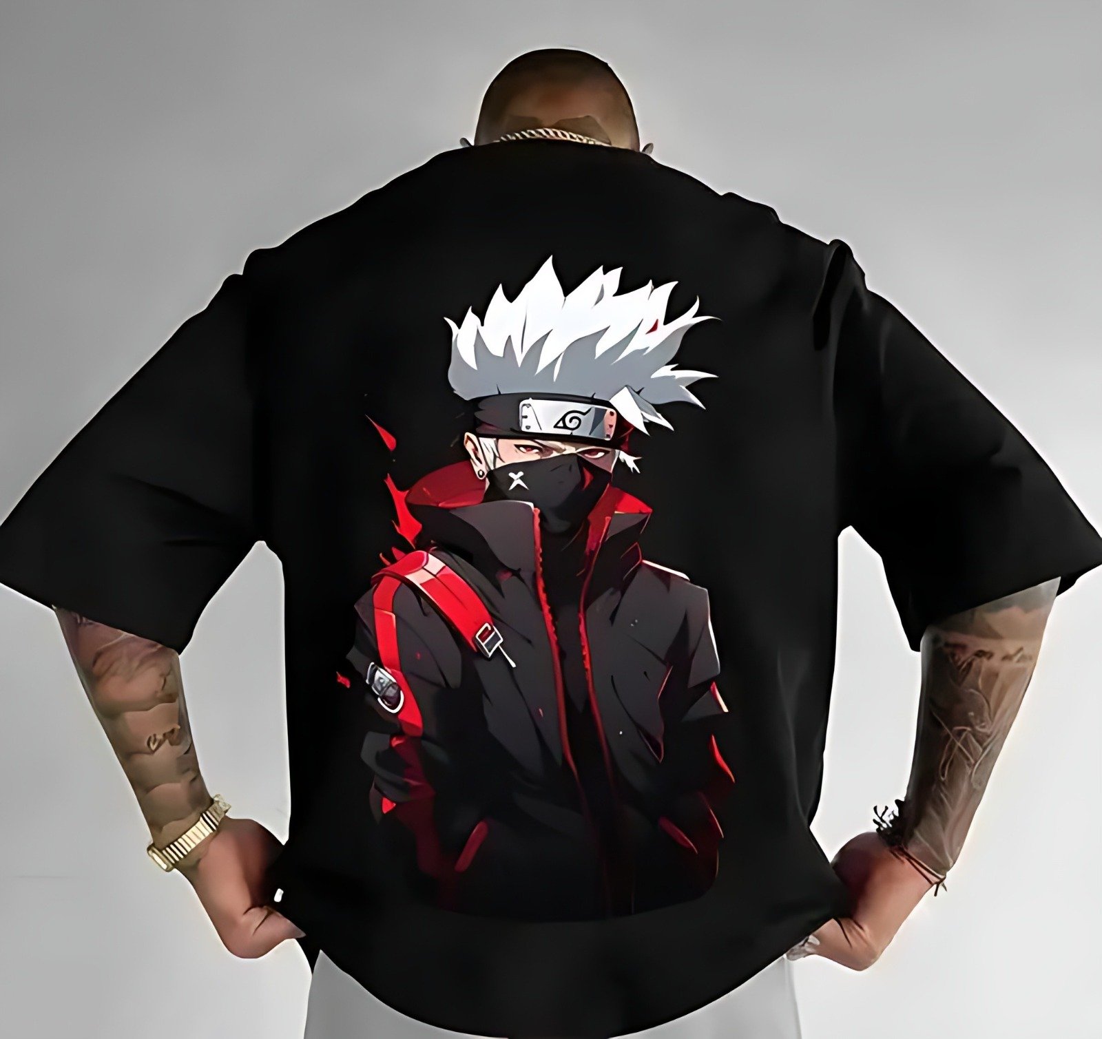 Kakashi Ninja Mode Oversized Black Anime T-Shirt